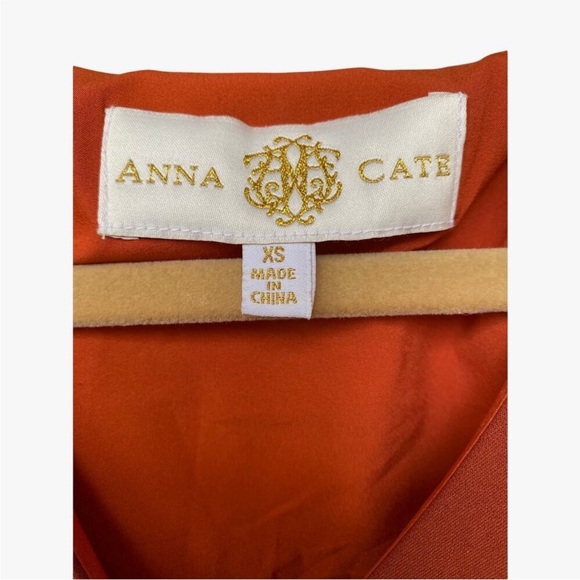 Anna Cate Elegant Orange V-Neck Dress - Picture 4 of 7